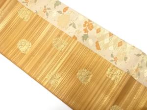 縞に花兎・牡丹唐草模様織り出し　袋帯